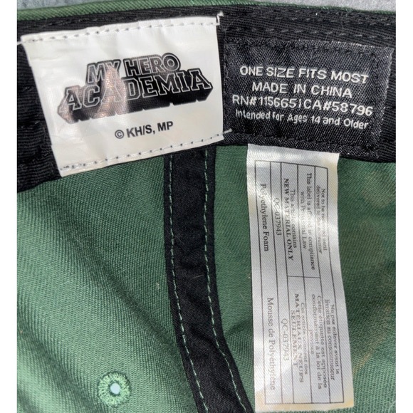 My Hero Academia Anime Bakugo Green Cap Flame Bill Adjustable Snapback - Picture 7 of 9